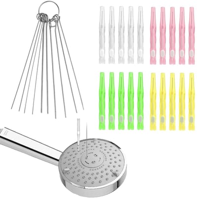 Dailygoods- Douchekopreinigingsborstels 30 Stuks - Antiverstopping - Nylon/Plastic - Roestvrij Staal - Verschillende Maten - Totale Lengte 6,5 cm - Reinigingsset