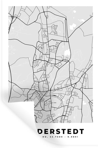 Muurstickers - Sticker Folie - Norderstedt - Kaart - Stadskaart - Plattegrond - Duitsland - 20x30 cm - Plakfolie - Muurstickers Kinderkamer - Zelfklevend Behang - Zelfklevend behangpapier - Stickerfolie
