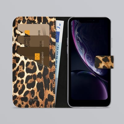 My Style Telefoonhoesje geschikt voor Apple iPhone XR Hoesje | My Style Flex Wallet Bookcase Portemonnee | Pasjeshouder voor 3 Pasjes | Telefoonhoesje voor Pinpas / OV Kaart / Rijbewijs - Wild Leopard | Bruin