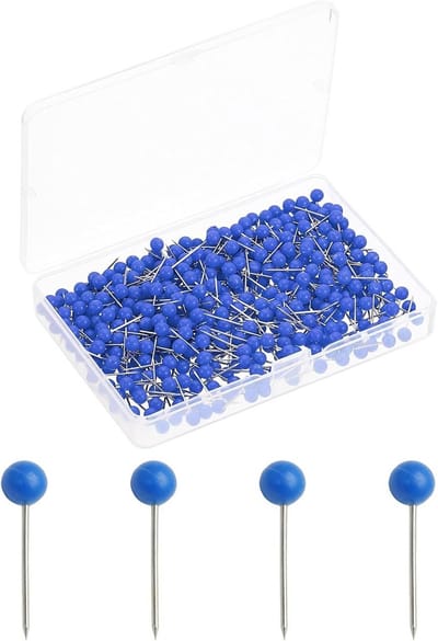 300 Stuks Ronde Prikspelden met Kop voor Prikbord en Kaarten - Blauw