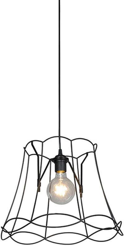 QAZQA Granny Frame - Retro Hanglamp - 1 lichts - Ø 390 mm - Zwart - Woonkamer | Slaapkamer | Keuken