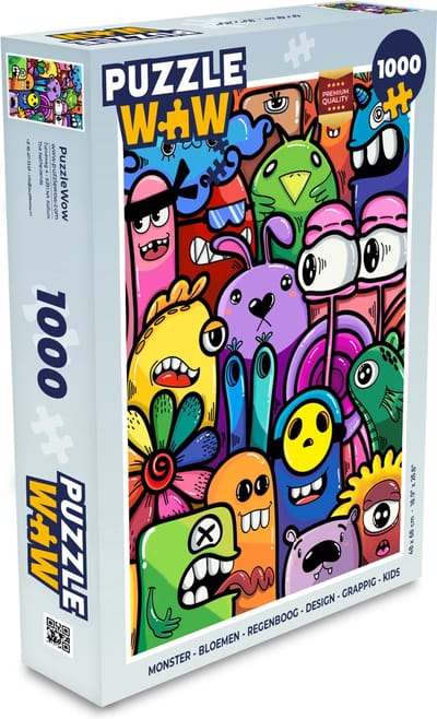 Puzzel Monster - Bloemen - Regenboog - Design - Grappig - Kids - Legpuzzel - Puzzel 1000 stukjes volwassenen