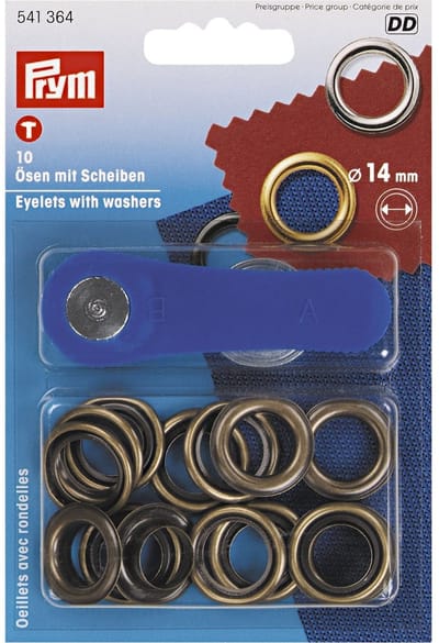 PRYM - RINGEN EN SCHIJVEN - 14MM - OUD MESSING - 1X10ST