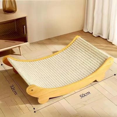 Tapis à gratter en bois pour chat Lit de couchage multifonction pour chat Planche à gratter détachable et résistante à l'usure pour chat Jouets pour chats L