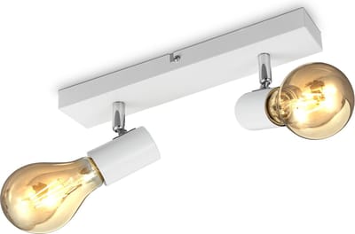 B.K.Licht - Plafondlamp - plafondspot met 2 lichtpunten - witte opbouwspots - industrieel - draaibar - kantelbaar - opbouwspots - plafoniere - excl. E27