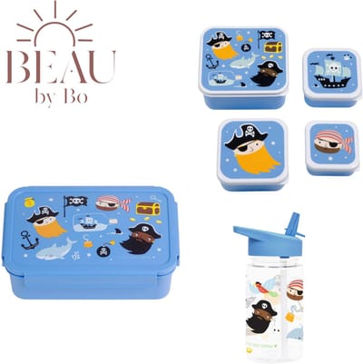 Bundel A Little Lovely Company Back to school set - Drinkfles/4 Snackdozen/Bentobox - Piraten