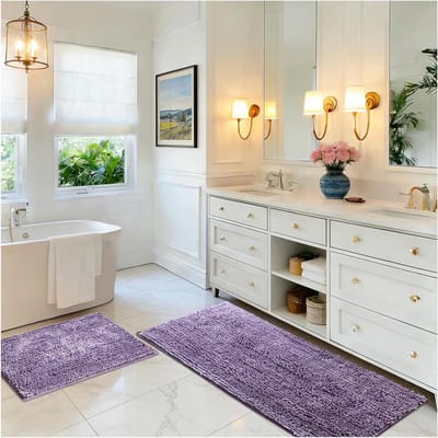 Badmat Set - Badkamertapijt Loper - Badkamer Gebruik - Extra Zacht Absorberend - 50x120cm 50x80cm - Paars
