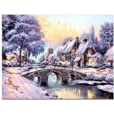 Peinture de diamant de cabine de pont d'hiver, broderie de diamant, image de strass, point de croix 20X30CM gray