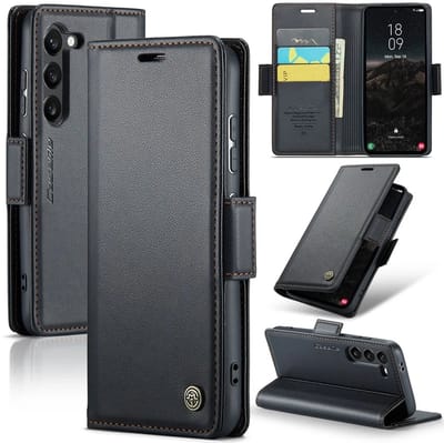 Hoesje geschikt voor Samsung Galaxy S25 - CASEME Litchi Texture Book Wallet Case - Zwart
