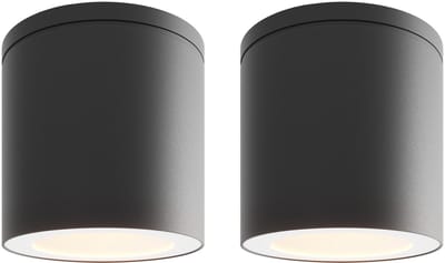Ledvion - 2X LED Opbouwspot, Zwart ø90mm, IP54, GU10