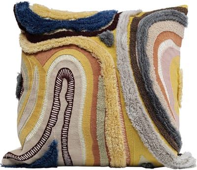 Unyqoos® Decoratief bruin kussen met golfpatroon en ritssluiting voor bank of bed, Sierkussen, Veelkleurig, Vierkant, Katoen, 45x45