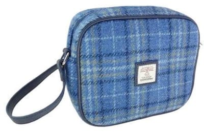 Schoudertas Almond Lichtblauw Geruit - 19x21x7 - Harris Tweed - Glen Appin of Scotland