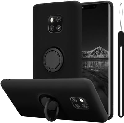 Cadorabo Hoesje geschikt voor Huawei MATE 20 PRO in LIQUID ZWART - Beschermhoes van flexibel TPU silicone Case Cover met ring