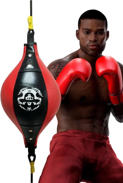 Snelheidstas Boksen - Boksbal Fitness - Training Verbeteren - Verhoogde Wrijving - 38 x 18 cm - Zwart Rood