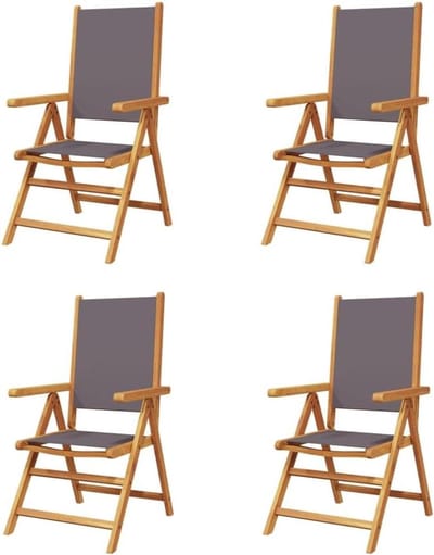 Tuinstoelen Inklapbaar - Terrasstoelen Set - Buiten Ontspannen - Massief Hout Constructie - 4 Stuks - Antraciet