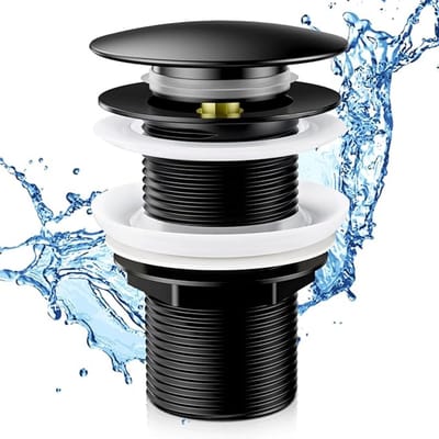 Bidet-afvoerplug zonder overloop - Universele G1 1/4 inch Wastafel Stop - Zwart