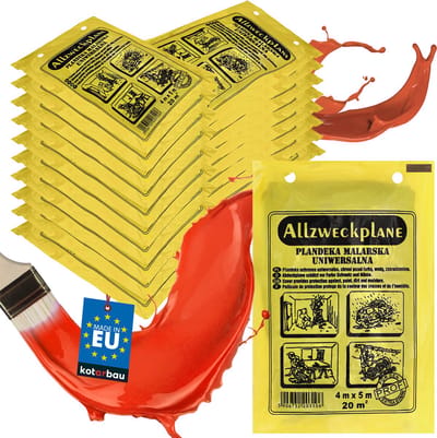KOTARBAU® 50-delig Set Schilderfolie Afdekfolie, 4 x 5 m, Grijs, Robuuste Bauschutzfolie, Dikke, Afdekfolie Voor Muren En Vloeren, Schilderfolie Groot Oppervlak