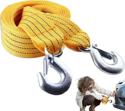 Voertuig Recovery Strap - Sleepriem met haken - Voertuigen Slepen - Hoge Zichtbaarheid Geel - 5 Ton Draagkracht - Geel