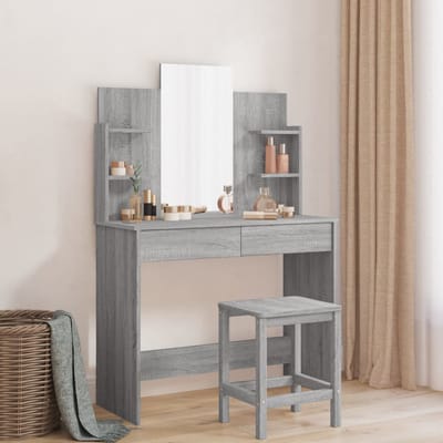 vidaXL - Kaptafel - met - spiegel - 96x39x142 - cm - grijs - sonoma - eikenkleurig