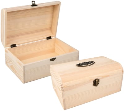 Rayher Hobby Kistje - 2x - box - hout - met sluiting en deksel - 24 x 16 x 11 cm - opbergen
