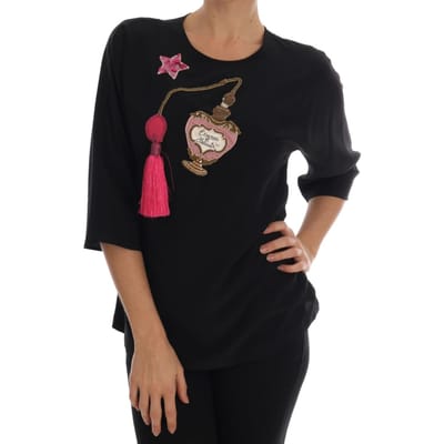 Dolce & Gabbana Dames Zwarte Zijde Sprookjes Top Kralen Blouse