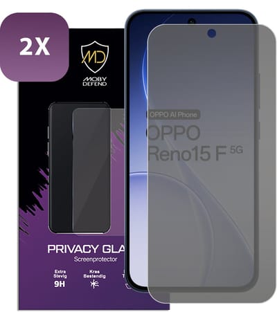 2-Pack MobyDefend Screenprotectors - Geschikt voor Oppo Reno15 F / Oppo Reno15 FS - HD Privacy Glass Screensavers