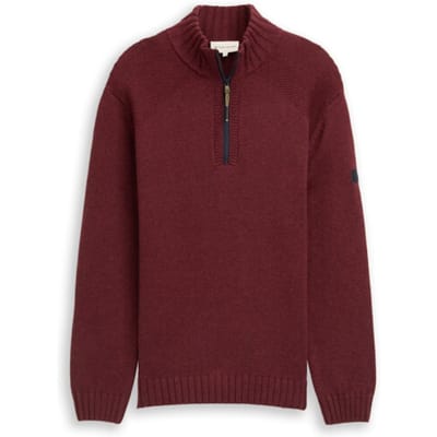 Tom Tailor - Troyer gebreide trui met ribdetails - Maat XXXL - bordeaux melange