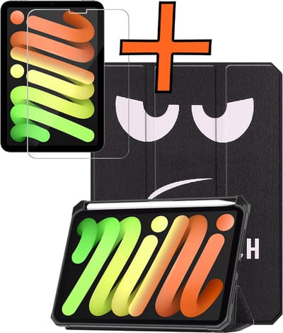 Hoesje - Geschikt voor Apple iPad Mini 7 (2024) - 8.3 inch - 7e Generatie - Met Screenprotector - Trifold Bookcase - Hard Cover Case - Met Uitsparing Geschikt voor Apple Pencil - Hardcover Book - Tablet Hoes - Don't Touch Me