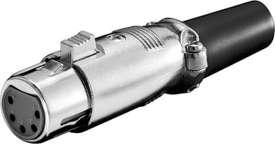 XLR 5-pins (v) connector met rubberen trekontlasting / grijs/zwart