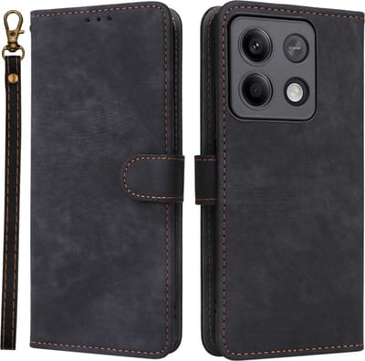 Coverup Hoesje - Geschikt voor Xiaomi Poco X6 / Redmi Note 13 Pro 5G Hoesje - Coverup Book Case met Koord - Zwart