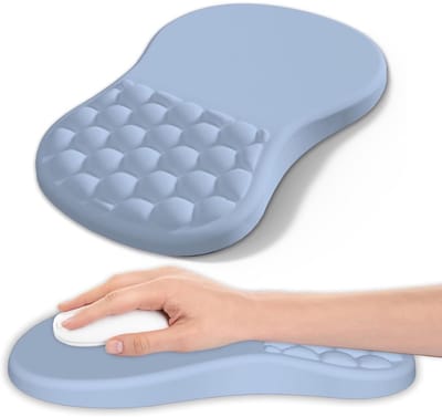 longziming -Muispolssteun - Ergonomische Polsrust - Memory Schuim Muispad - 3D Gewelfd Ontwerp - 8 Graden Helling - Schuim - Zachte Stof Bekleding - Verlicht Carpaal Tunnel Syndroom - 1 Stuk