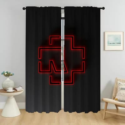 Rock-rammsteines Anti-muggen Gordijnen voor Cameragordijnen Kinderkamer Tule voor Slaapkamer Raamgordijn Halloween Decoratie W50xH70cmx2pcs-CL black
