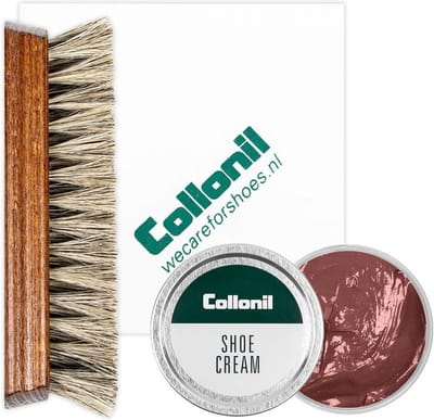 Collonil schoenpoets | Schoenpoets set | Shoe cream | Borstel | Poetsdoek | Kleur: Middelbruin