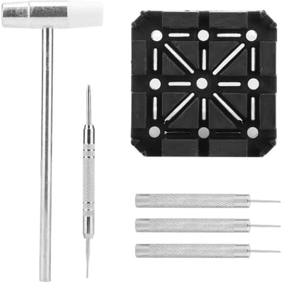 6 Stuks Schroevendraaier Hamer Horlogeband Verwijderaar Accessoire Horloge Reparatie Gereedschap black