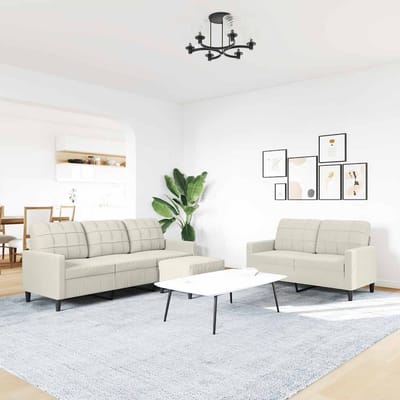vidaXL - 3-delige - Loungeset - met - kussens - fluweel - crèmekleurig