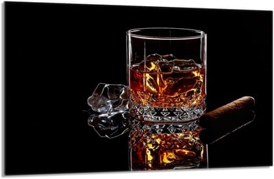 TMK ArtDeko - Beschermplaat Snijplank - 80x52 cm - Whisky Motief - Glas