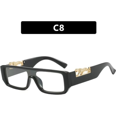 Hoge Kwaliteit Vierkant frame samengevoegd smalle rand luipaardprint zonnebril nieuwe ins zonnebril retro hip hop trend zonnebril podium optreden black