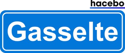 Hacebo - Plaatsnaam Sticker - 29x10 CM - Gasselte sticker - Verkeersborden sticker - grappige cadeaus - Gasselte