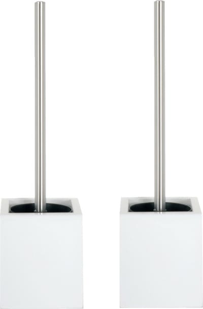 MSV Toiletborstel - MDF hout houder/rvs wc-borstel - 2x - wit - 37 cm