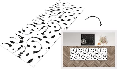 Keukenloper - Loper keuken - Line Art - Abstract - Zwart Wit - Patroon - 150x50 cm - Keukenloper vinyl
