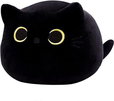 Zwarte Kat Pluche Speelgoed, Kawaii Kat Kussen, Pluche Lendensteun Kussen voor Kinderen, Decoratie en Cadeau voor Verjaardag en Valentijnsdag