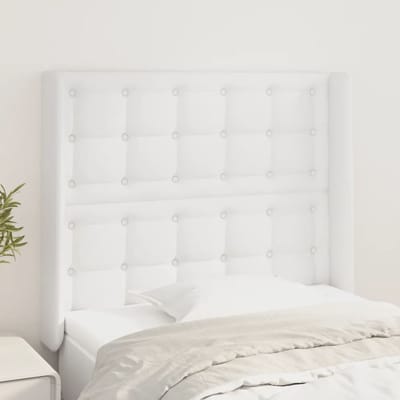 vidaXL - Hoofdbord - met - randen - 103x16x118/128 - cm - kunstleer - wit