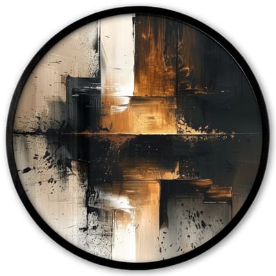 Poster in lijst Rond - Fotolijst 40x40 cm - Posters - Modern - Zwart - Verf - Goud - Ronde posterlijst zwart - Decoratie - Wanddecoratie woonkamer - Muurdecoratie slaapkamer