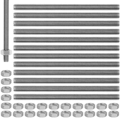 Solidchoice - Set van 12 M8 Volledig Geschroefde Draadstangen 100mm met 24 Moeren