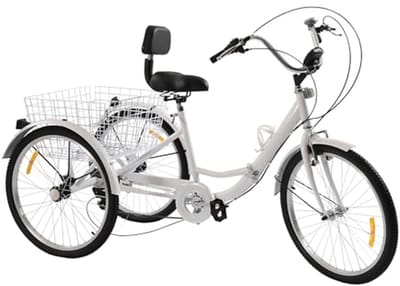 Vouwbare driewieler voor volwassenen - 24 inch met 7 versnellingen en LED verlichting