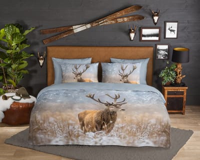 Good Morning dekbedovertrek rendier - 2 persoons 200x200/220 cm - Multi - 100% Katoen flanel