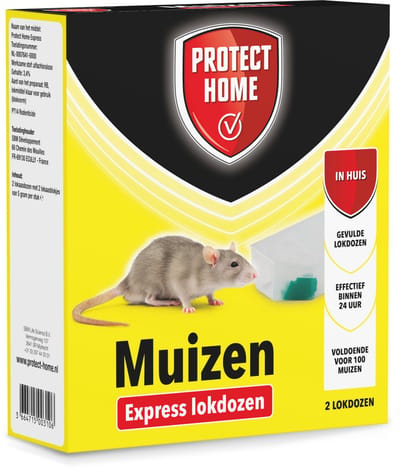 Protect Home Express Lokdoos Muizen - 2 Stuks - Muis Bestrijden - Effectief Binnen 24 Uur - Goed voor 100 Muizen