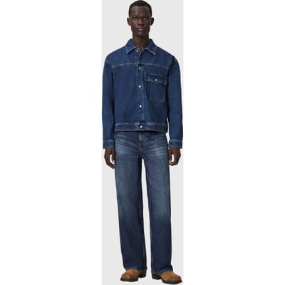 AllSaints Cast Denim Jacket Dark Indigo Taglia: XS | Giacche di jeans Outlet | Uomo | Blu
