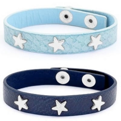 2 Armbanden met studs | sterren | donkerblauw en lichtblauw
