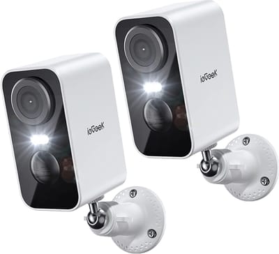 ieGeek Beveiligingscamera Draadloos Buiten – 2K Ultra HD - Camerabewaking - Bewakingscamera Voor Buiten - Buitencamera - Buiten Camera Met Nachtzicht - Oplaadbaar - Met WiFi en APP - Wit - 2 Stuks